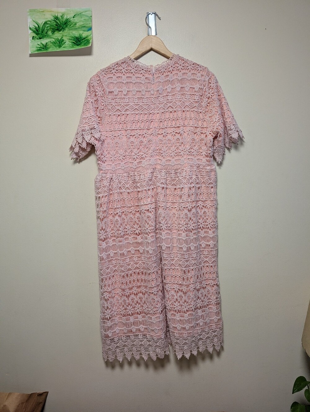 One Loved Babe XL Pink Lace Maternity Dress Boho Baby Shower Cottagecore - Picture 5 of 6